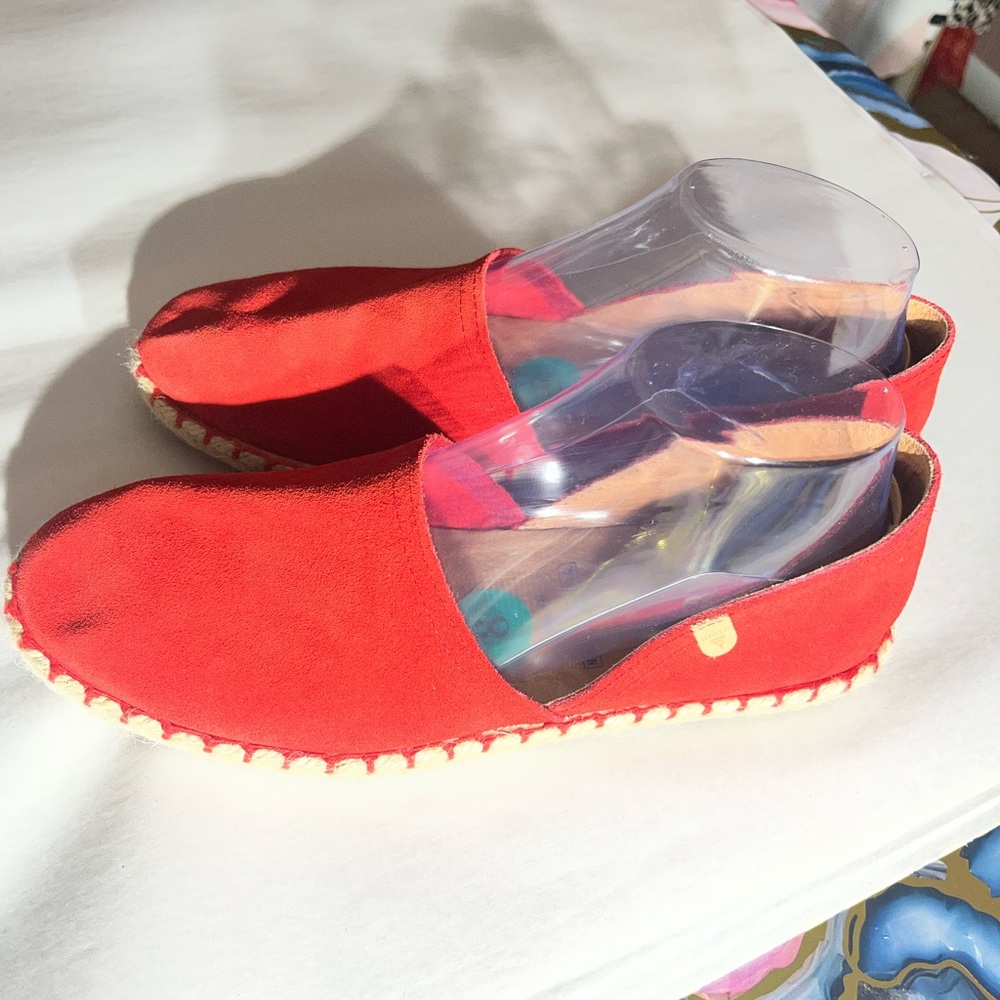 Verbenas Espadrille Shoes Womens Size 8 Red Suede Slip On Flats made in Spain - Picture 3 of 10